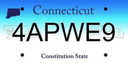4APWE9 Connecticut License Plate