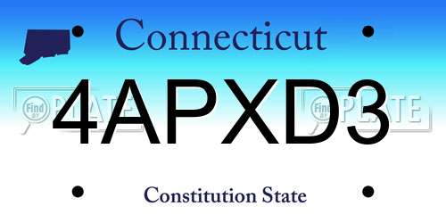 4APXD3 Connecticut License Plate