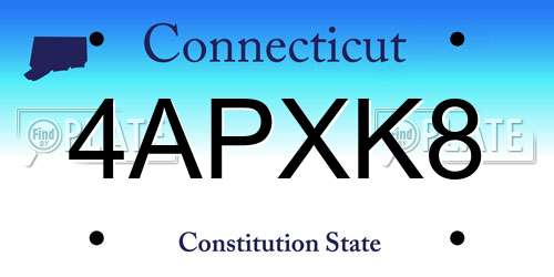 4APXK8 Connecticut License Plate