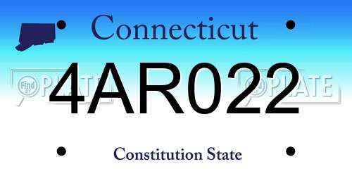 4AR022 Connecticut License Plate