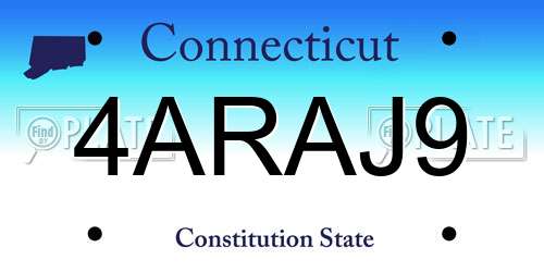 4ARAJ9 Connecticut License Plate