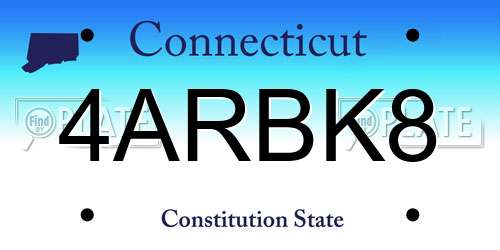 4ARBK8 Connecticut License Plate
