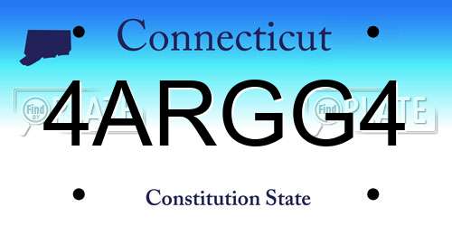 4ARGG4 Connecticut License Plate