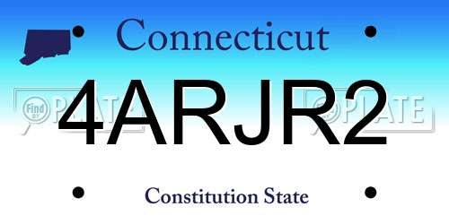 4ARJR2 Connecticut License Plate