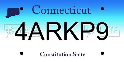 4ARKP9 Connecticut License Plate