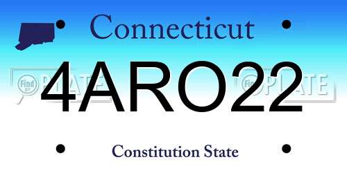 4ARO22 Connecticut License Plate
