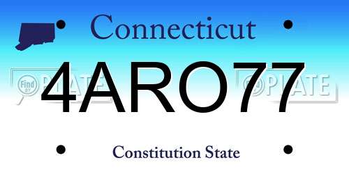 4ARO77 Connecticut License Plate