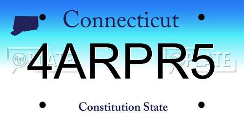 4ARPR5 Connecticut License Plate
