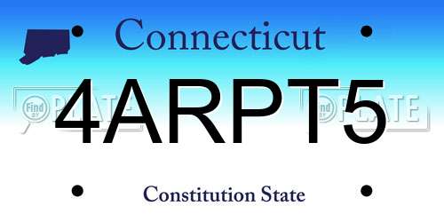 4ARPT5 Connecticut License Plate
