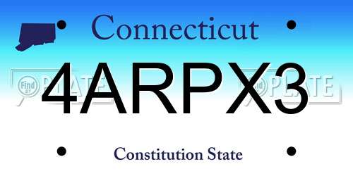 4ARPX3 Connecticut License Plate