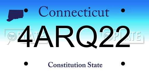 4ARQ22 Connecticut License Plate