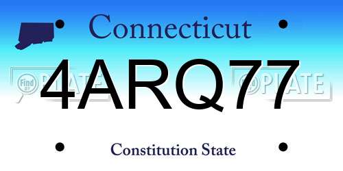 4ARQ77 Connecticut License Plate