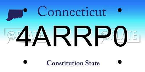 4ARRP0 Connecticut License Plate