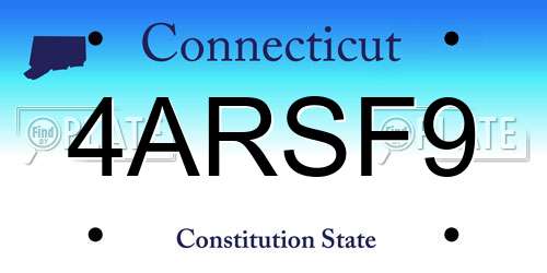 4ARSF9 Connecticut License Plate