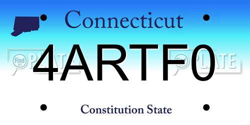 4ARTF0 Connecticut License Plate