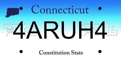 4ARUH4 Connecticut License Plate