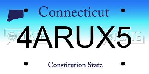 4ARUX5 Connecticut License Plate