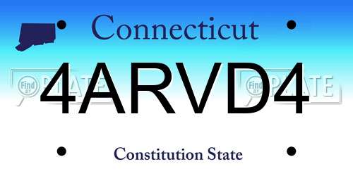 4ARVD4 Connecticut License Plate