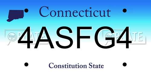 4ASFG4 Connecticut License Plate