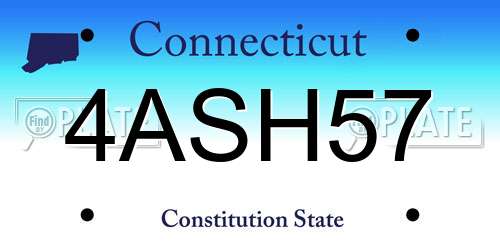 4ASH57 Connecticut License Plate