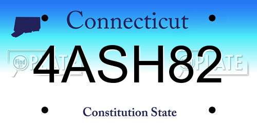 4ASH82 Connecticut License Plate