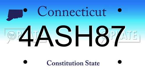 4ASH87 Connecticut License Plate