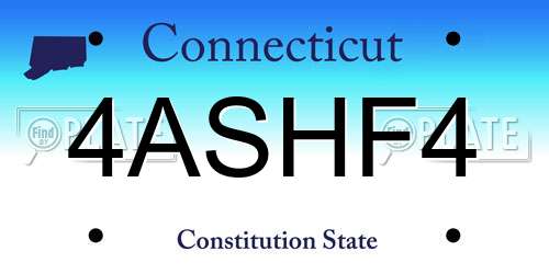 4ASHF4 Connecticut License Plate