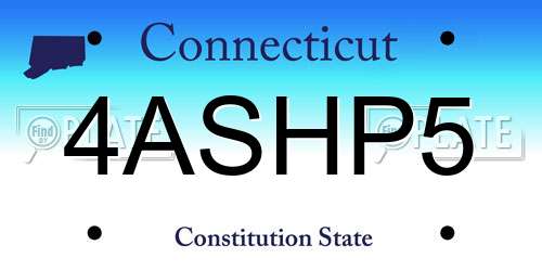 4ASHP5 Connecticut License Plate