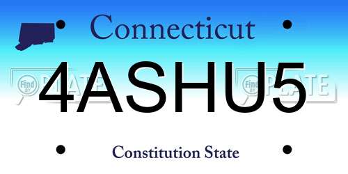 4ASHU5 Connecticut License Plate