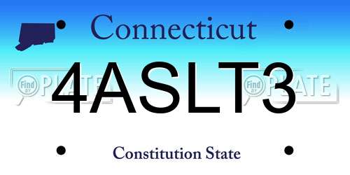 4ASLT3 Connecticut License Plate