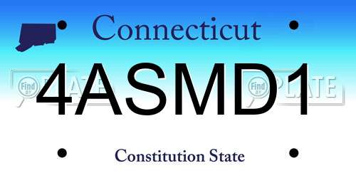 4ASMD1 Connecticut License Plate