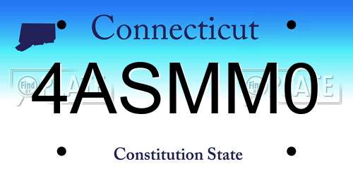 4ASMM0 Connecticut License Plate