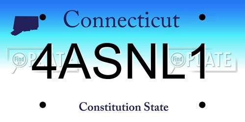 4ASNL1 Connecticut License Plate