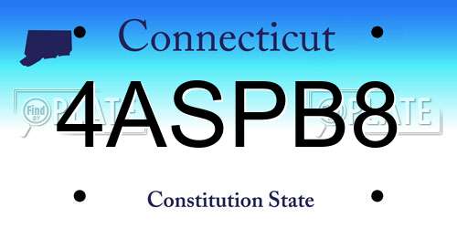 4ASPB8 Connecticut License Plate