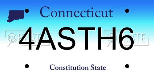 4ASTH6 Connecticut License Plate