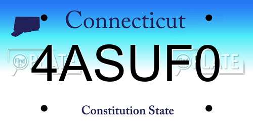 4ASUF0 Connecticut License Plate