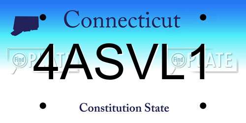 4ASVL1 Connecticut License Plate