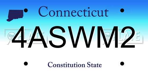 4ASWM2 Connecticut License Plate