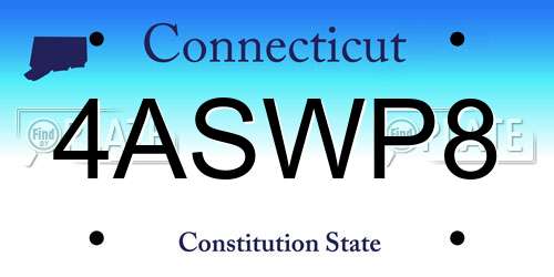 4ASWP8 Connecticut License Plate
