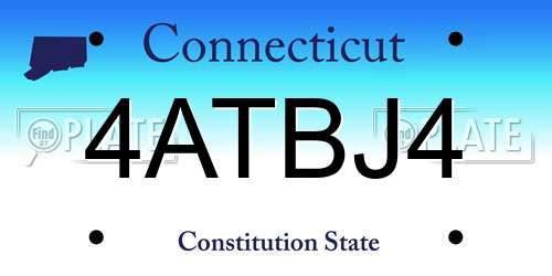 4ATBJ4 Connecticut License Plate