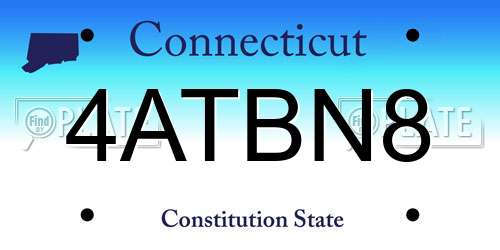 4ATBN8 Connecticut License Plate