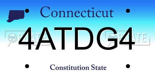 4ATDG4 Connecticut License Plate