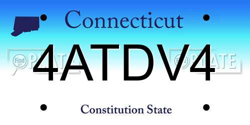 4ATDV4 Connecticut License Plate