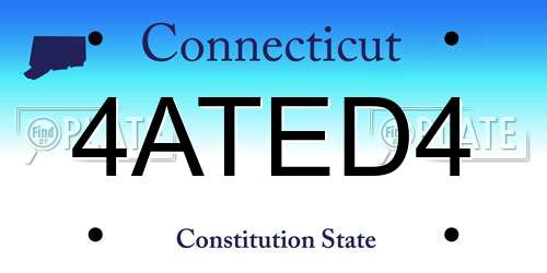 4ATED4 Connecticut License Plate