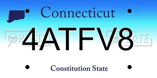 4ATFV8 Connecticut License Plate
