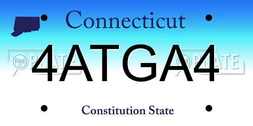 4ATGA4 Connecticut License Plate