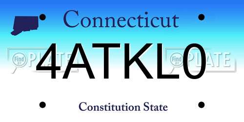 4ATKL0 Connecticut License Plate