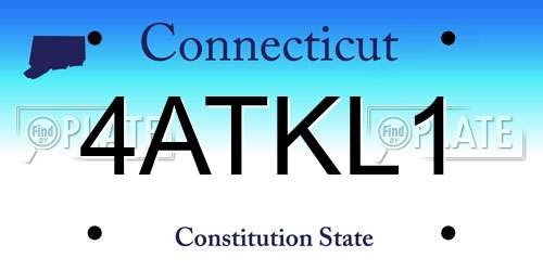 4ATKL1 Connecticut License Plate