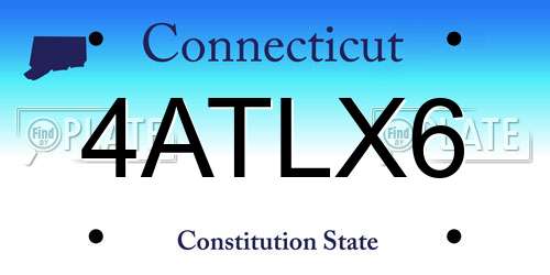 4ATLX6 Connecticut License Plate