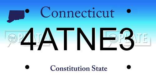 4ATNE3 Connecticut License Plate
